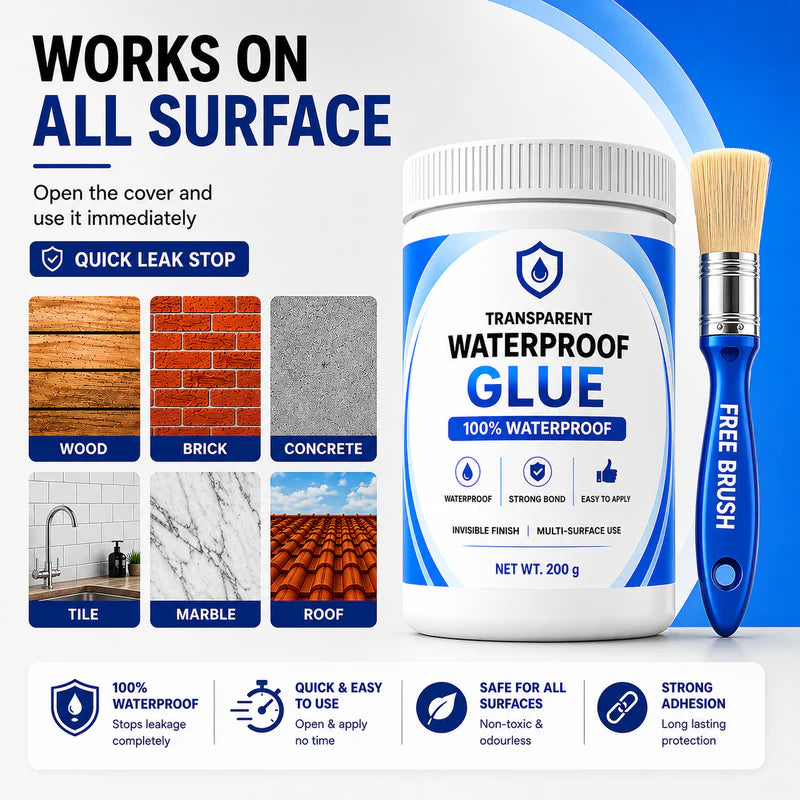 Transparent Waterproof Glue + Free Brush © ( BUY 1 GET 2 FREE )