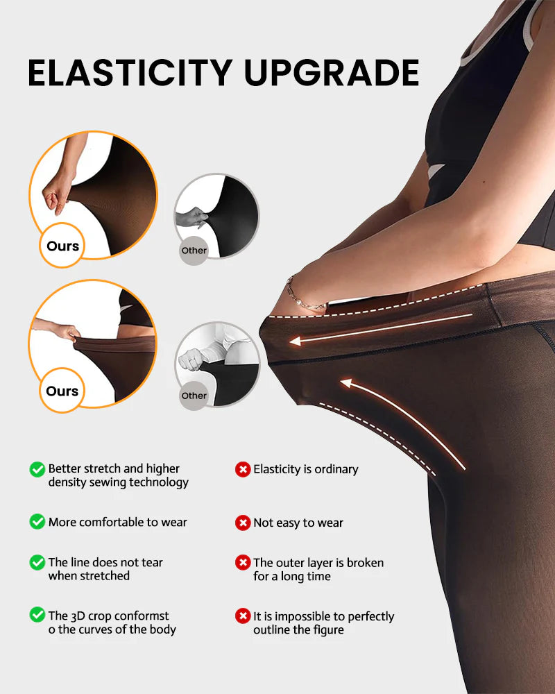 Translucent Fleece Lined Tights Women Thermal  Leggings