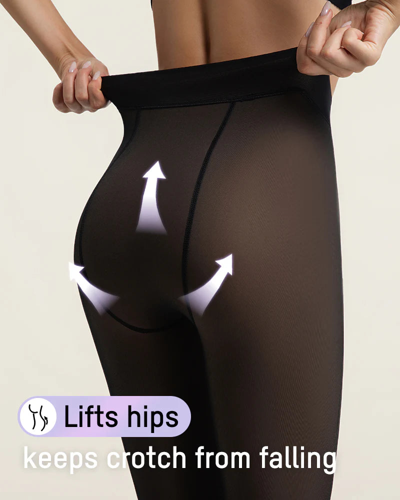 Translucent Fleece Lined Tights Women Thermal  Leggings