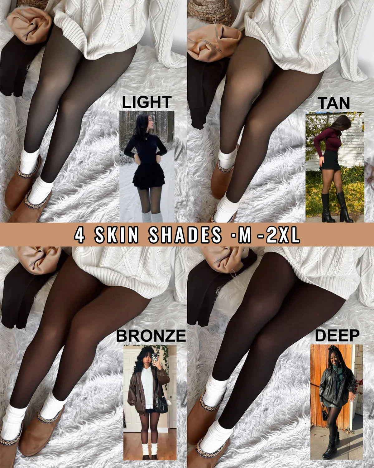 Translucent Fleece Lined Tights Women Thermal  Leggings